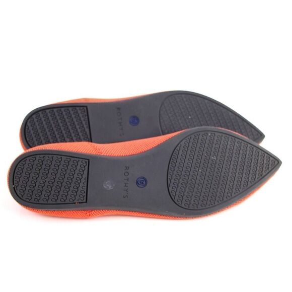 Rothy's ORANGE TEXTILE BLUE TRIM POINTED TOE FLAT BALLET SLIP ON SHOES Sz 8W - Picture 7 of 9